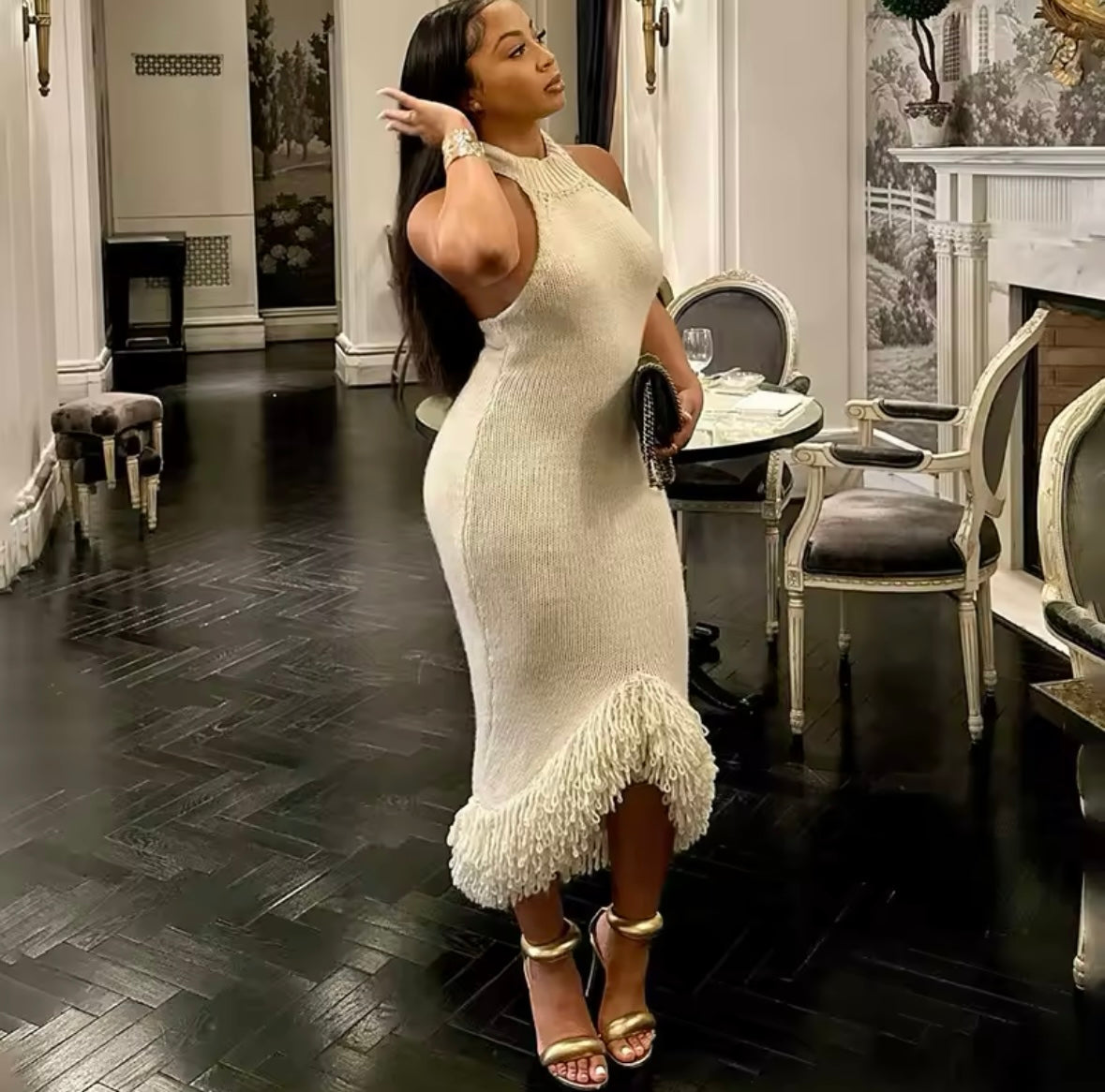 Moving Forward Knit Dress With Fringe