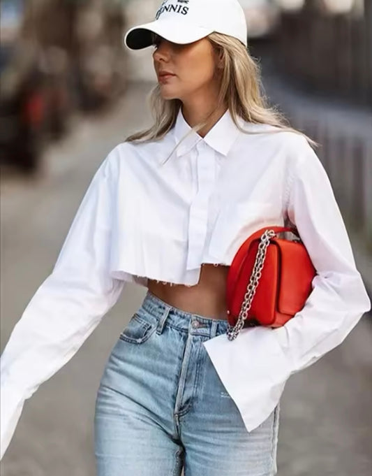 Crop Me Button Up Top