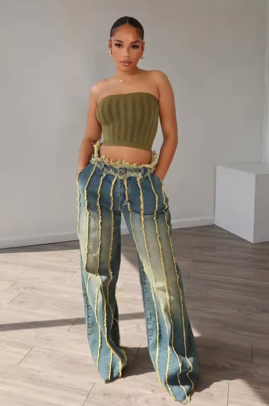 Mila Ribbed Distressed Jeans